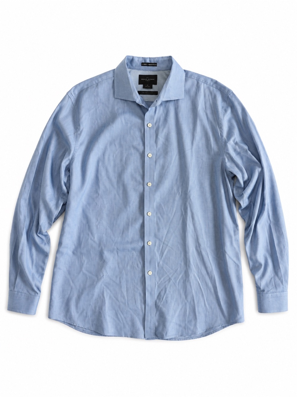 Black Brown 1826 Blue Oxford Fitted Dress Shirt Button Down XL 17-17.5